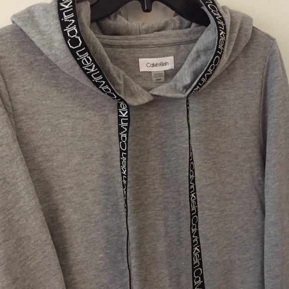 NWT Calvin Klein Long Sleeve Hooded Sweatshirt Dress in Gray Sz M - Picture 4 of 10